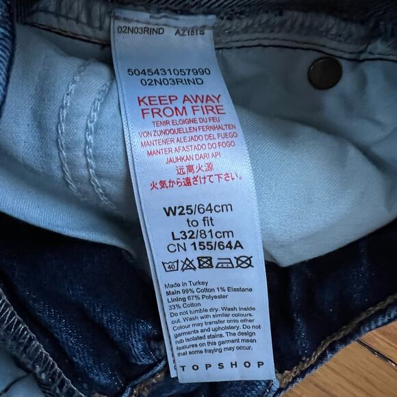 Topshop Dark Wash High Waisted Cropped Denim Jeans Size W25 - Picture 6 of 10